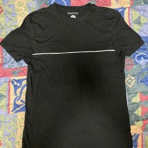 boohooMAN Men's Black Tee with White Piping